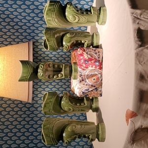 Unique ceramic green Tiki mugs
